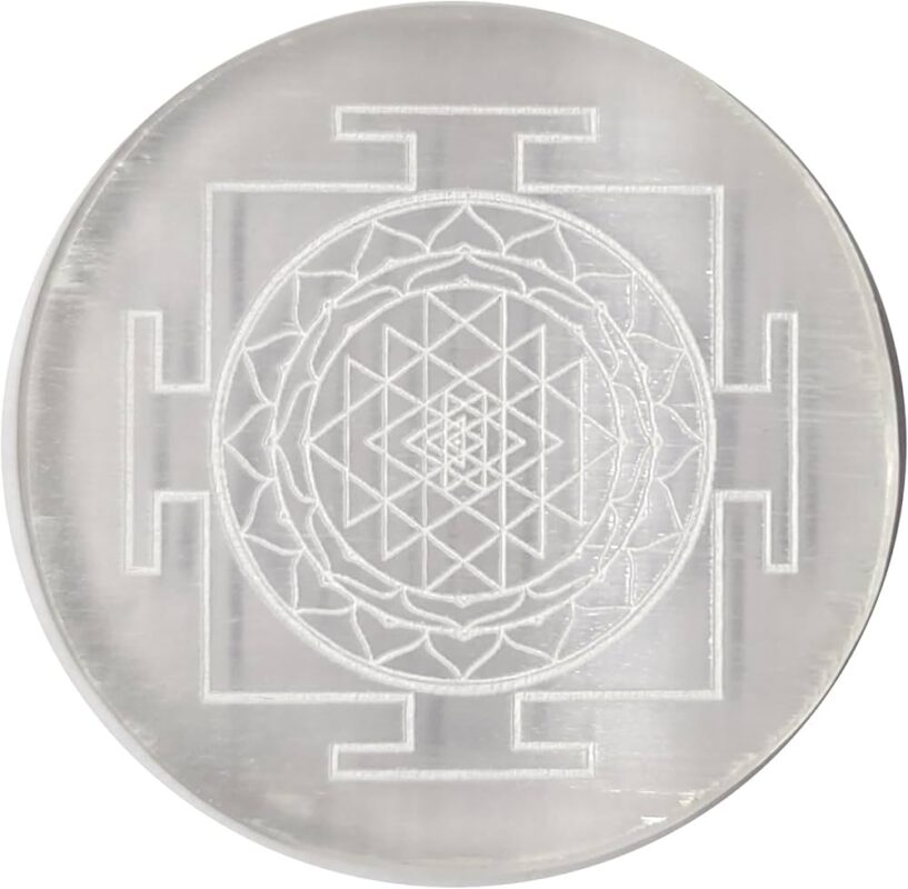 Selenite Shree Yantra Plate